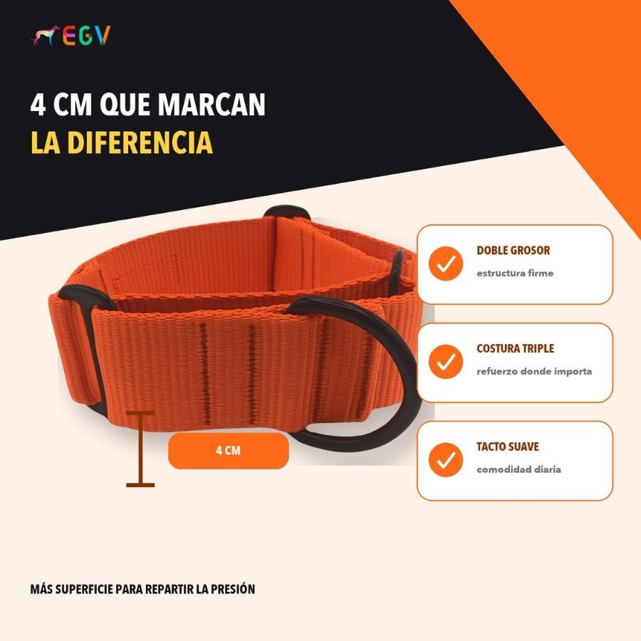 EGV - Collar Martingale. Collar galgo hecho a mano en Espa&ntilde;a (Naranja), , large Imagen numero 4