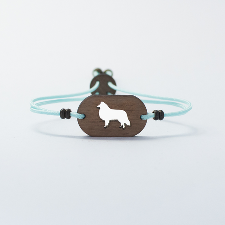 Pulsera de madera Collie personalizable color Celeste, , large image number null