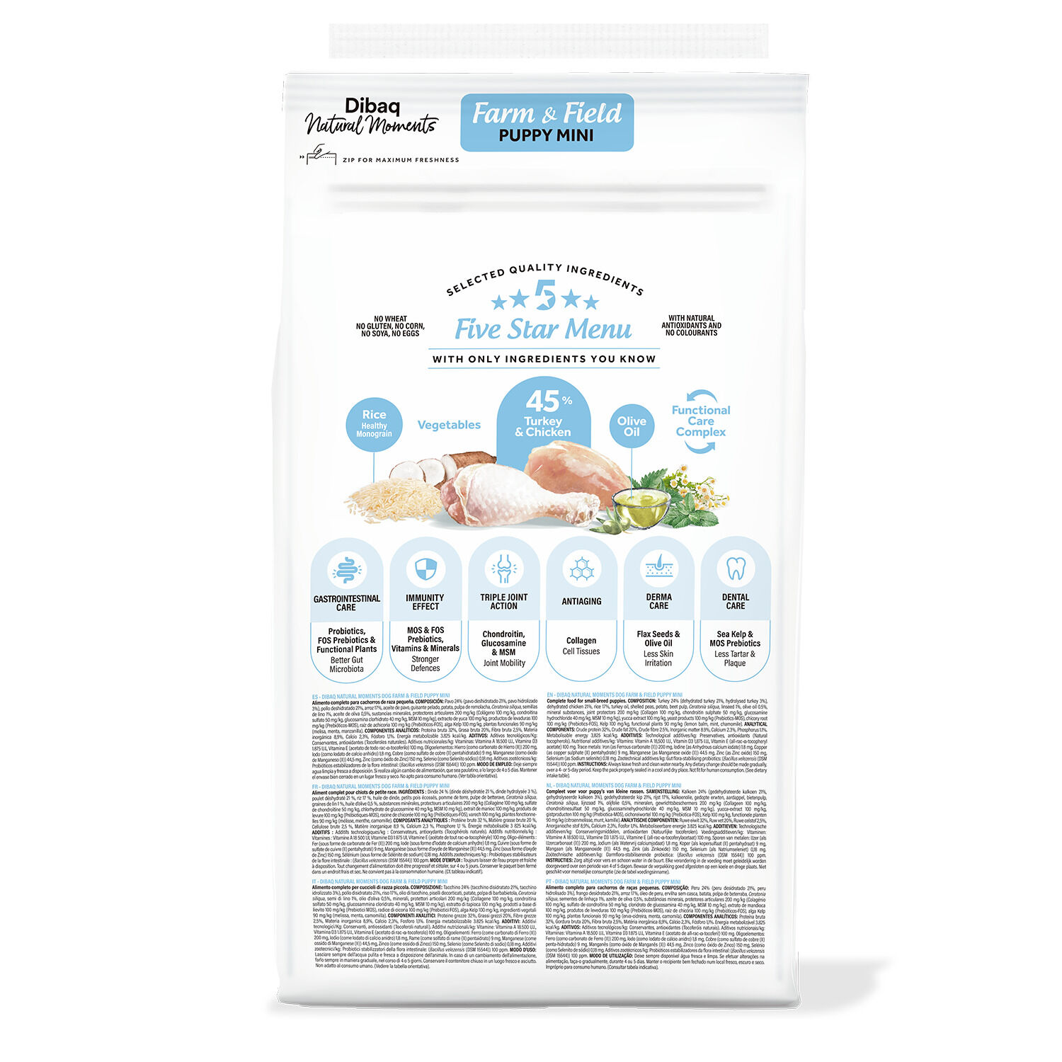 Dibaq Natural Moments 5 Star Pavo y Pollo Cachorro razas peque&ntilde;as 2Kg, , large Imagen numero 2