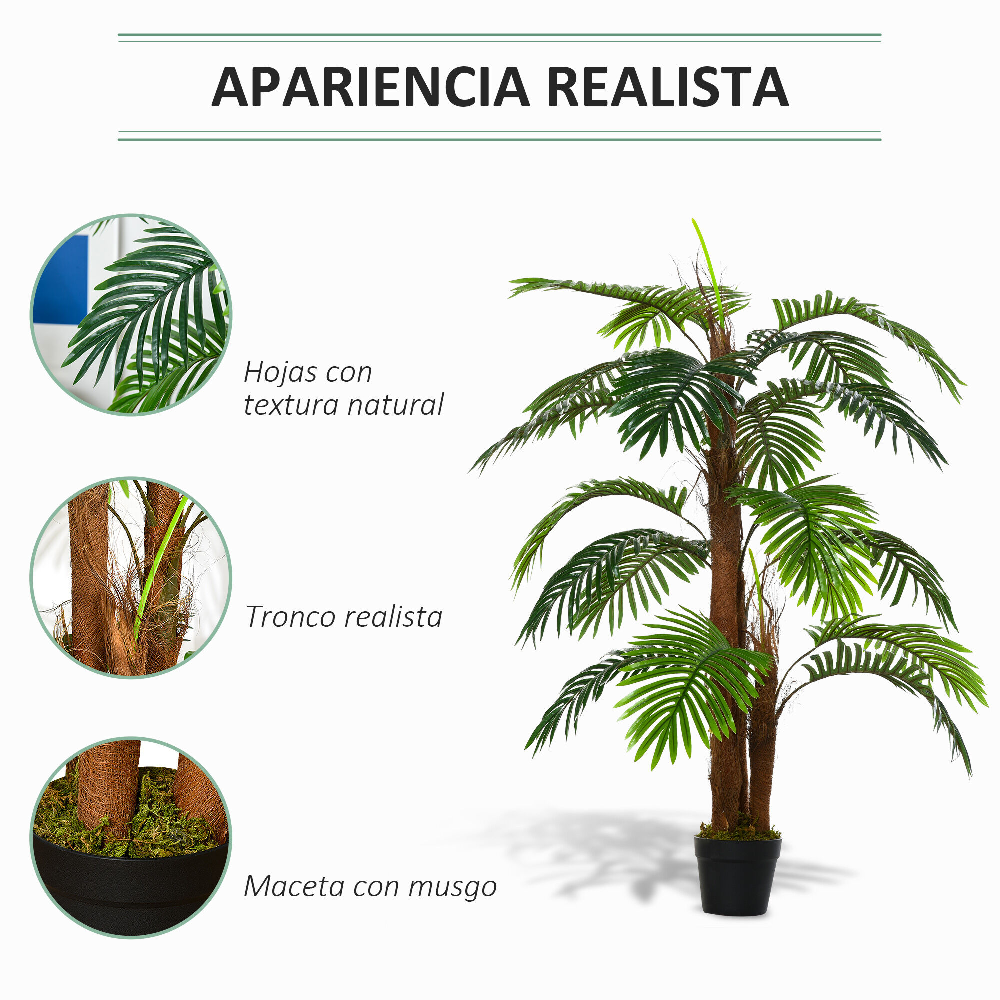 Outsunny Planta Artificial Palmera Altura 120 cm thumbnail