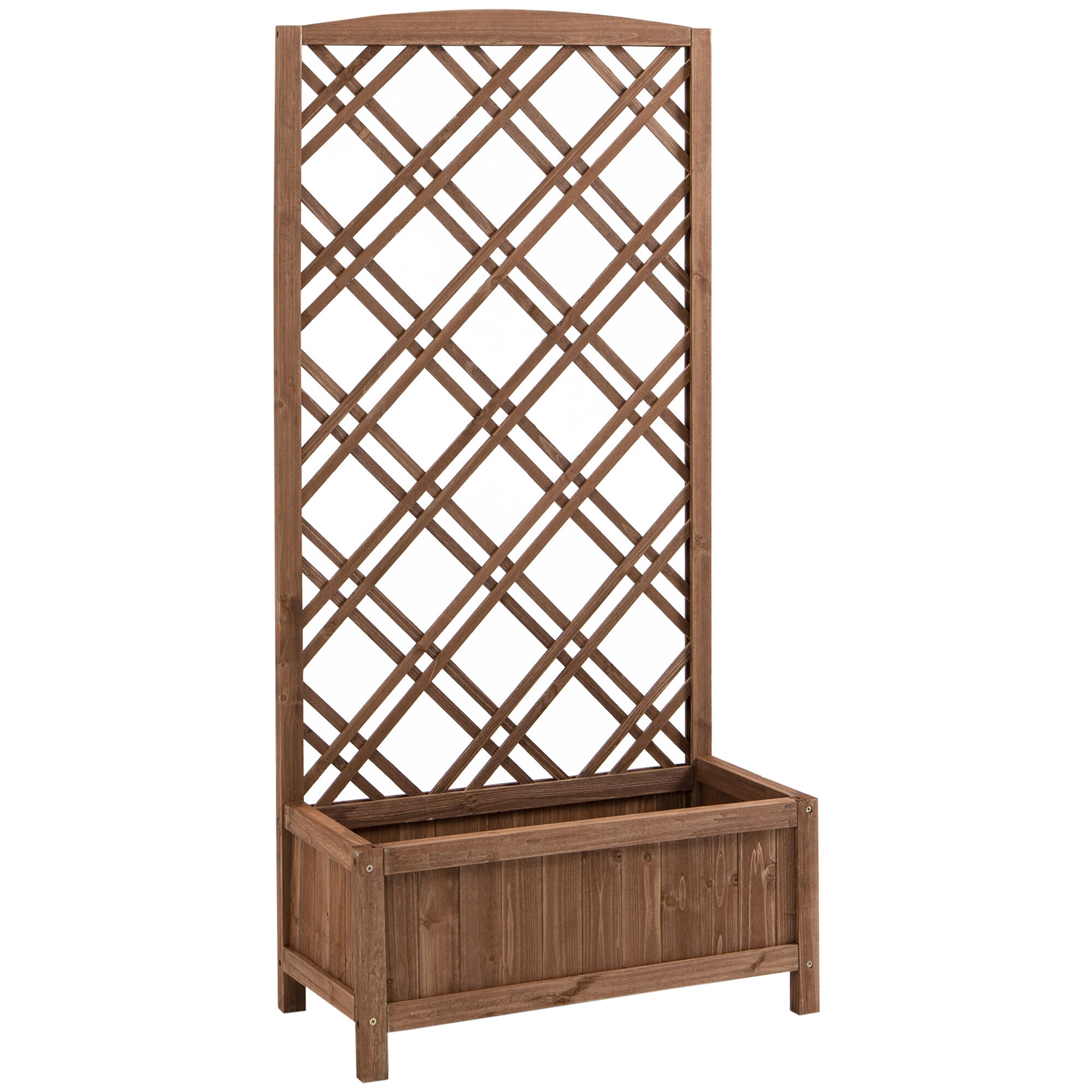 Outsunny Jardinera con Enrejado Jardinera con Celos&iacute;a de Madera Macetero con Soporte para Trepadora Cultivos Plantas en Terraza Jard&iacute;n Balc&oacute;n 60x30x122,5 cm Natural, , large Imagen numero 1