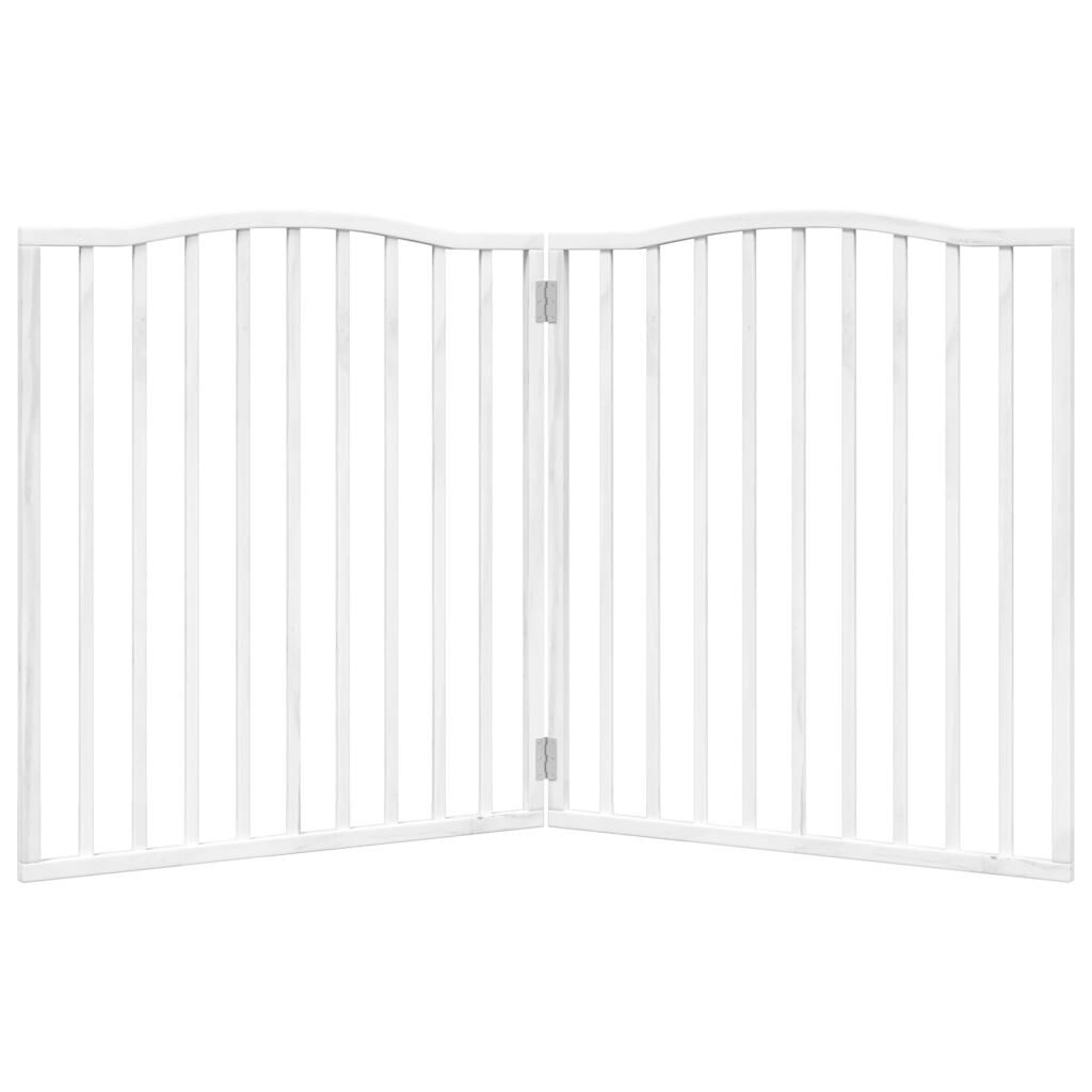 vidaXL Puerta para perros plegable 2 paneles madera &aacute;lamo blanca 160cm, , large Imagen numero 4