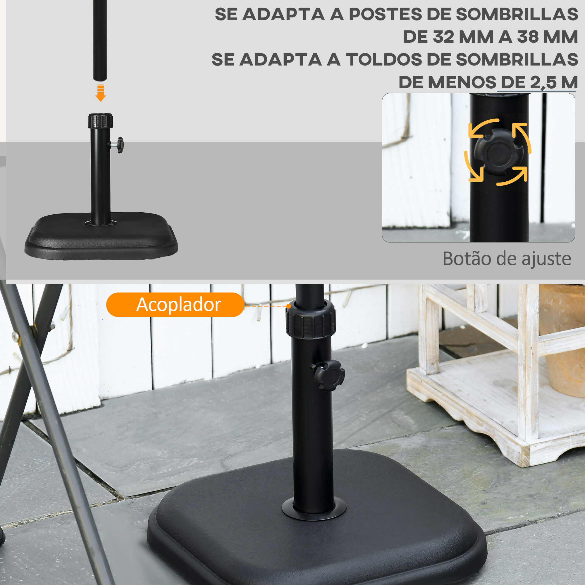 Outsunny Base de Sombrilla Negro, , large Imagen numero 5