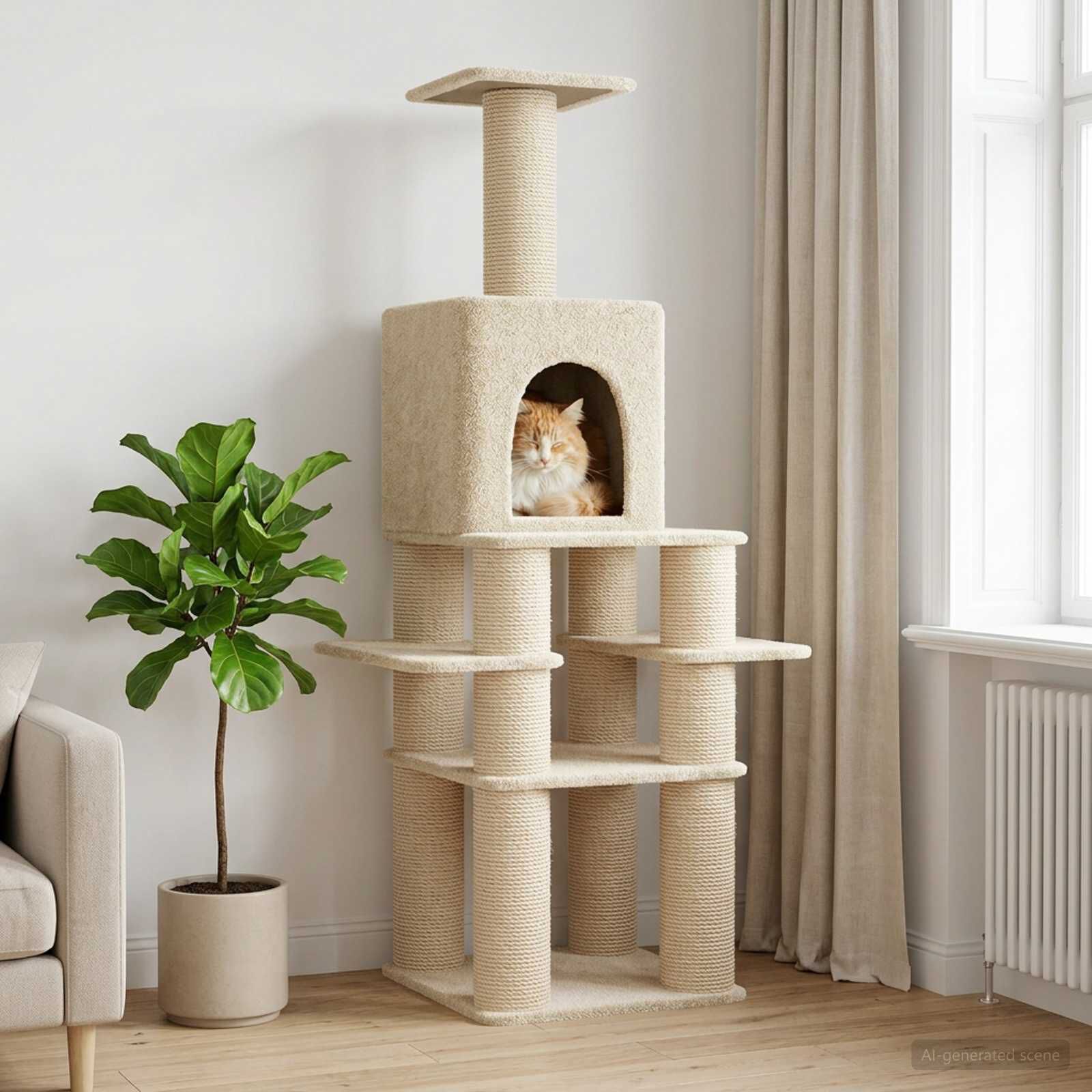 vidaXL &Aacute;rbol para gatos con postes de sisal Muebles Gatos jugar mascotas Torre, , large Imagen numero 2