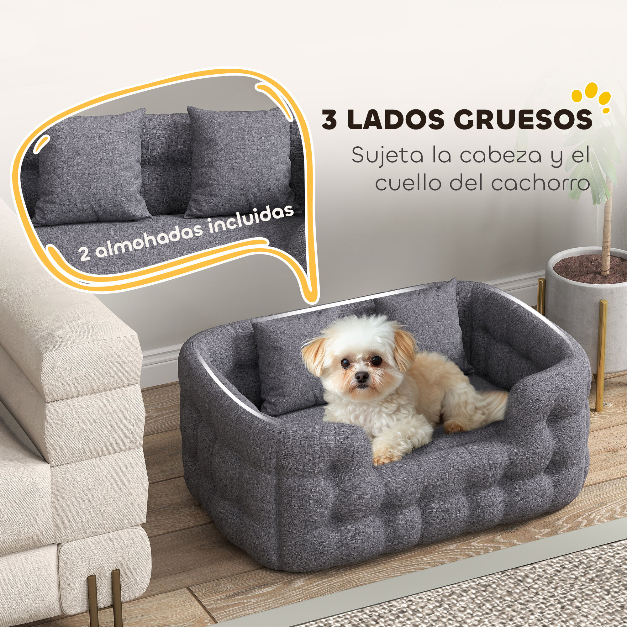PawHut Cama para Mascotas Gris, , large Imagen numero 5