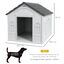 PawHut Caseta para Perros 65x75,7x63 cm Casa para Perros con Patrón de Ventana y Techo de Tejas de Imitación para Perros Medianos Gris y Blanco, , large indicador imagen numero 8