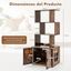COSTWAY 2 en 1 Caja de Arena para Gatos, Mueble de Baño Oculto para Gatos con 3 Estantes Abiertos de Almacenaje, con Kit Antivuelco y Almohadilla Ajustable, Casa de Inodoro para Gatos (Marrón Rústico), , large indicador imagen numero 2