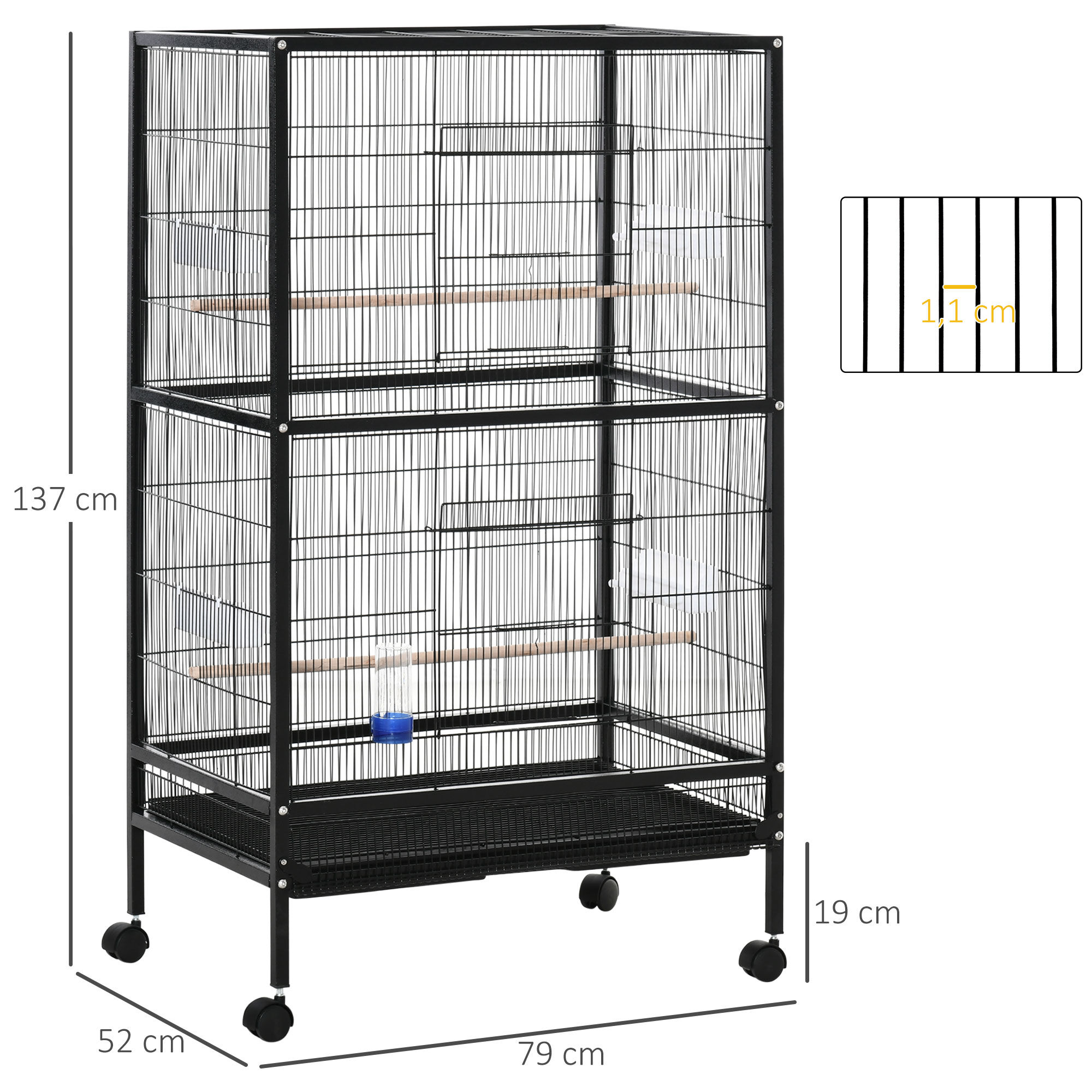 PawHut Pajarera Metálica con ruedas para pájaros thumbnail