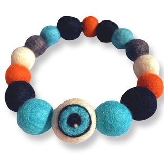 Puppies & Pom Poms Collar con Pompones de Halloween - Ojo Azul para Perro