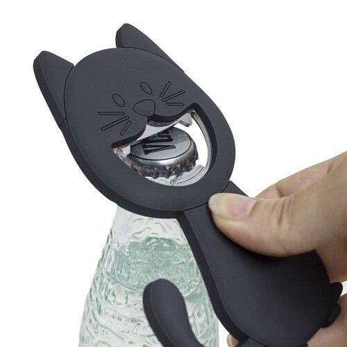 Abre-botellas Katy en forma de gato color Gris