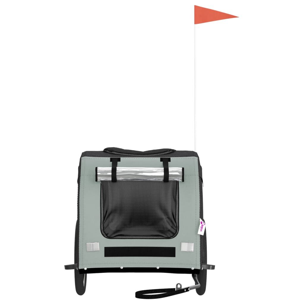 vidaXL Remolque de bicicleta para perros hierro tela Oxford gris negro, , large Imagen numero 3