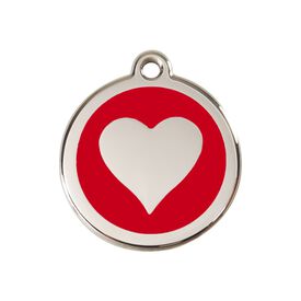 Red Dingo Placa identificativa Acero Inoxidable Esmalte Corazón Rojo para perros