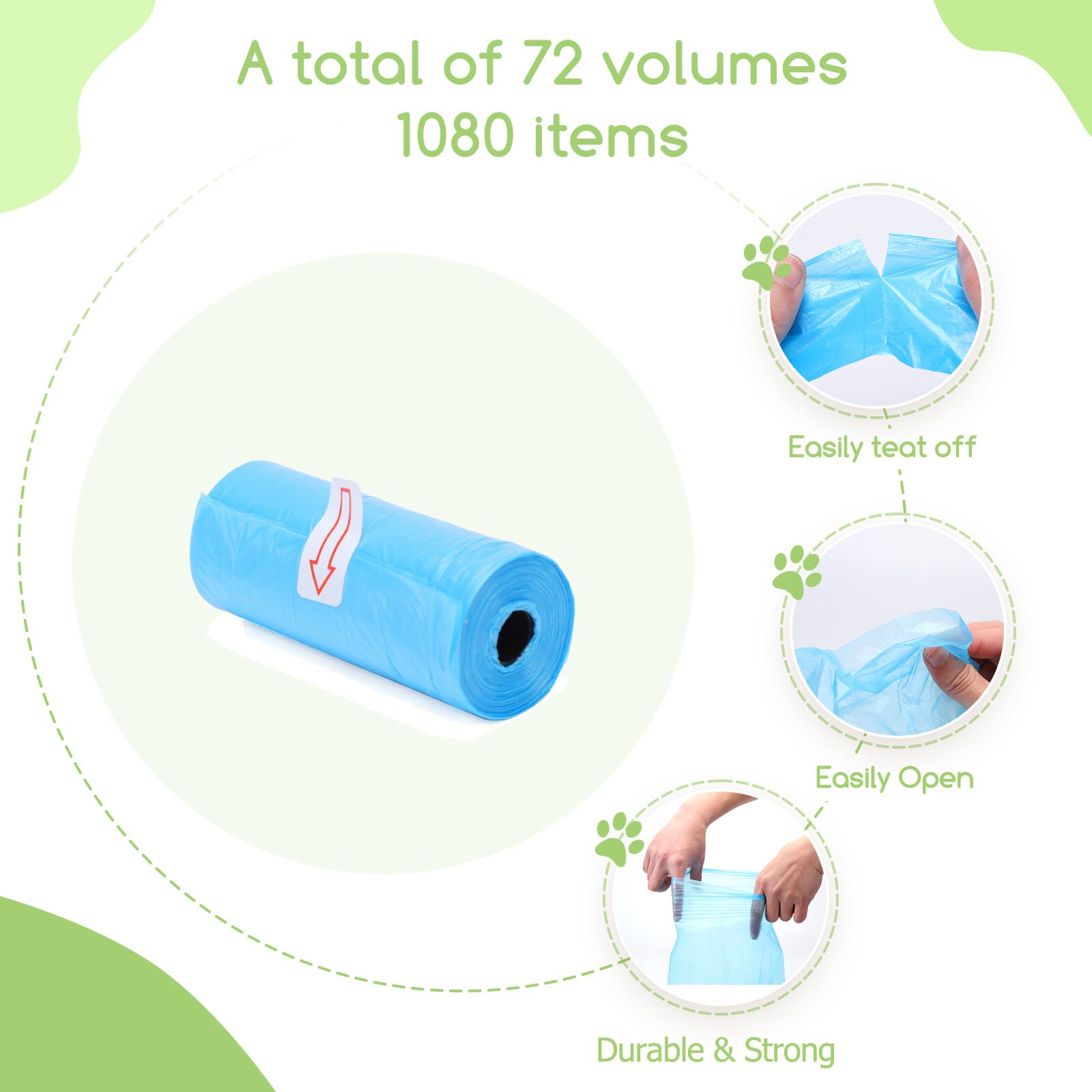 Nobleza Bolsas Caca Perro, 1080 Unidades Bolsas Excrementos Perros, Extra Grueso, Fuerte y a Prueba. 12 Rollos por Pack, 72 Rollos , 5 Colors, , large Imagen numero 4