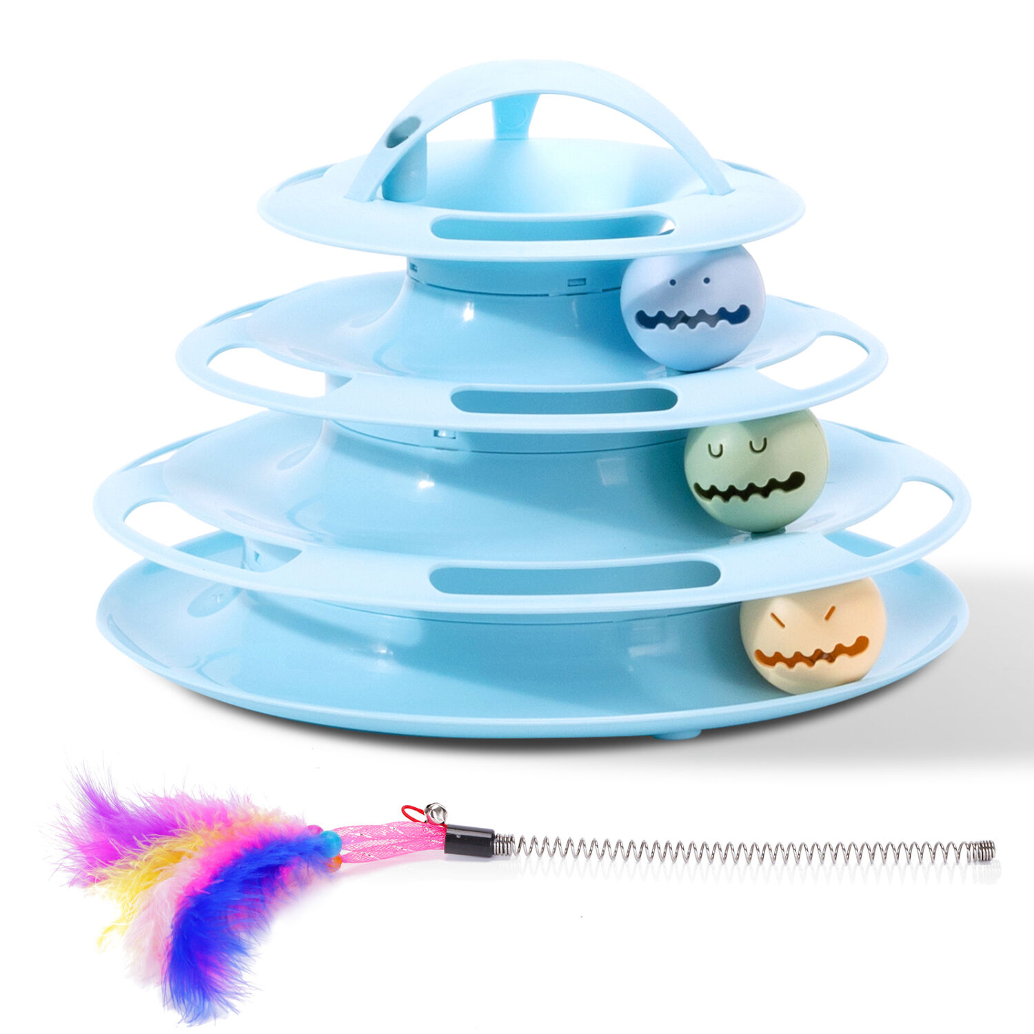 Nobleza Juguete para Gatos, Juguetes Interactivo con Dise&ntilde;o de Torre con 4 Pelotas de 3 Niveles, Torre Interactiva Gato, , large Imagen numero 1