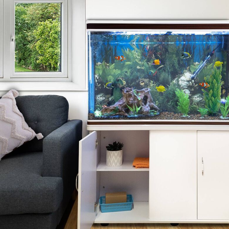 MonsterShop Acuario con Mueble blanco, Accesorios y Grava Natural para peces thumbnail