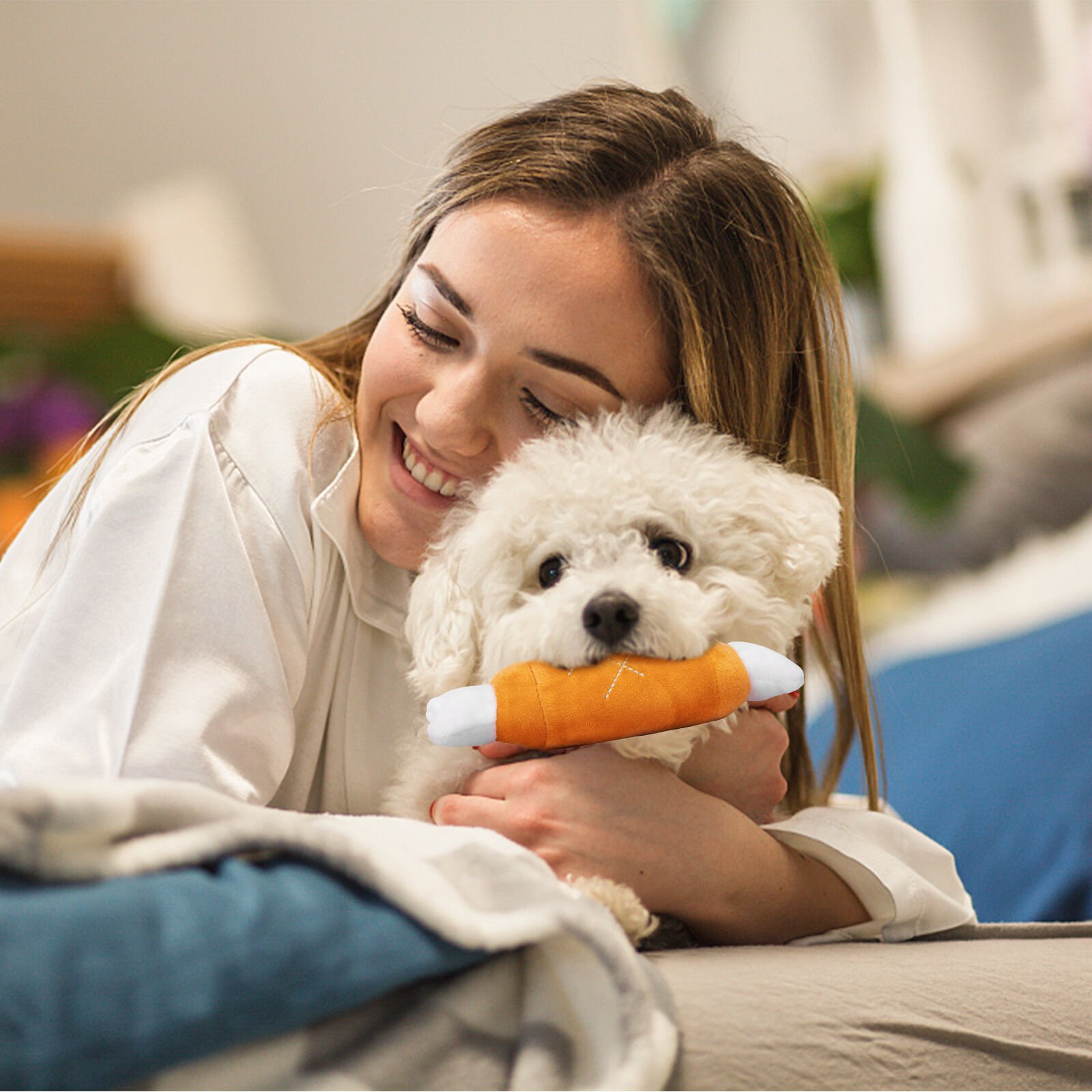 Nobleza Juguetes para Perros Sonido Resistentes Interactivos, 2 Unidad Peluche para Perro en Forma de Huesos, Regalos para Perros  Cachorros Grandes Peque&ntilde;os, , large Imagen numero 5