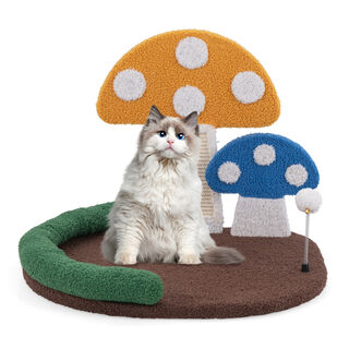COSTWAY Cama en Forma de Seta con Rascador para Gatos