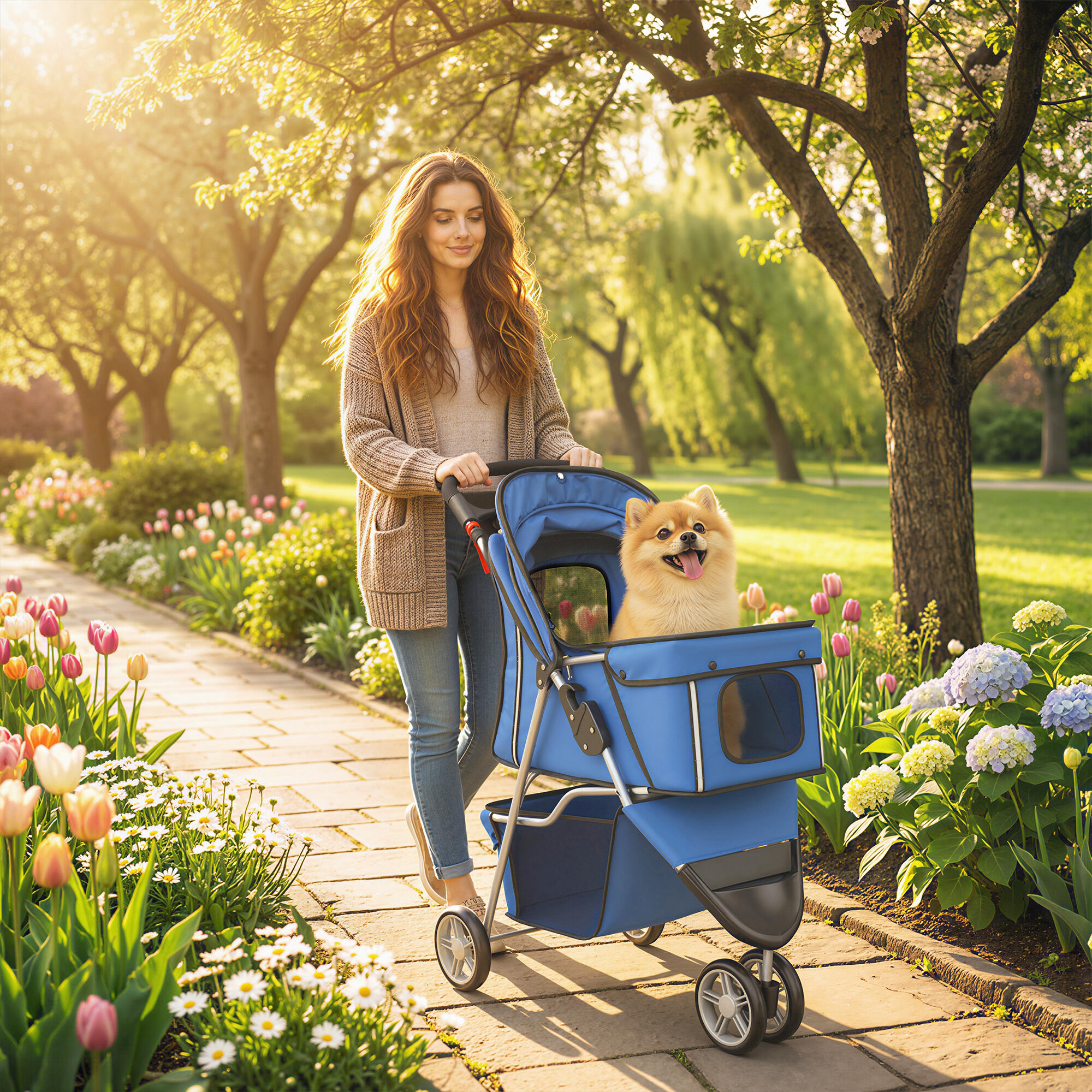 PawHut Carrito para Perro Azul, , large Imagen numero 2