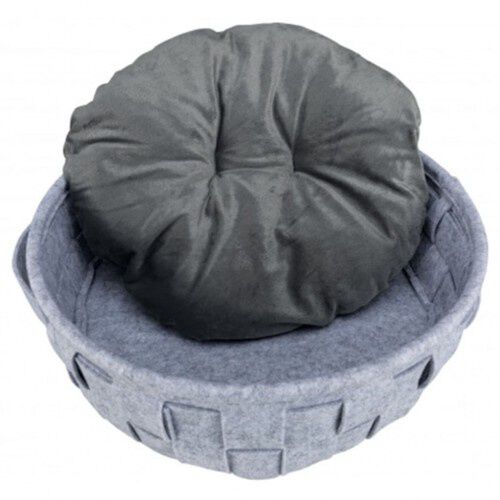 Cama redonda con coj&iacute;n para perros color Gris, , large Imagen numero 3