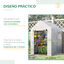 Outsunny Invernadero de Jardín 143x143x195 cm Vivero Casero de Acero con 4 Estantes Puerta y 2 Ventanas Enrollables para Cultivos Plantas Macetas Flores Patio Exterior Blanco, , large indicador imagen numero 5