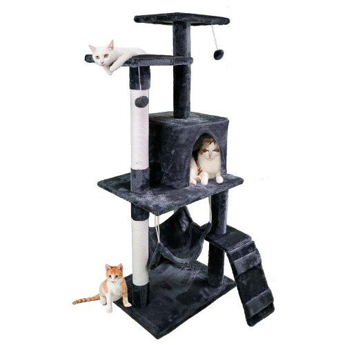 Edipets rbol rascador 4 niveles con hamaca gris para gatos