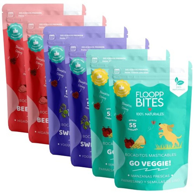 FlooppBITES soft snacks naturales pack de 3 sabores para perros, , large image number null