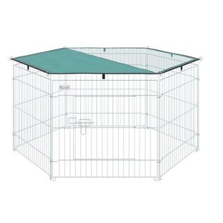 Parque para mascotas rectangular 4 paneles PawHut 109x74x71cm gris_D06-138