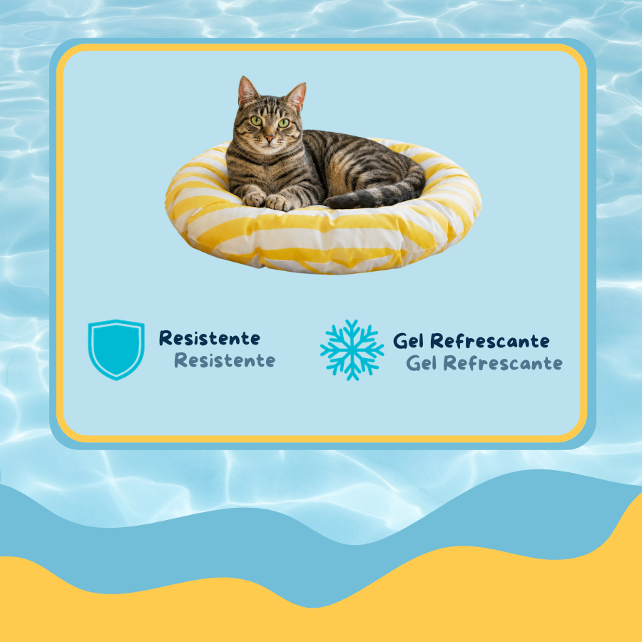 Summer Vibes Cama Redonda Refrescante Amarilla para gatos, , large Imagen numero 5