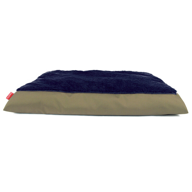 Gauty Cama Redonda para Perros y Gatos  Tela Impermeable y pelo - Beige y azul oscuro, , large Imagen numero 1
