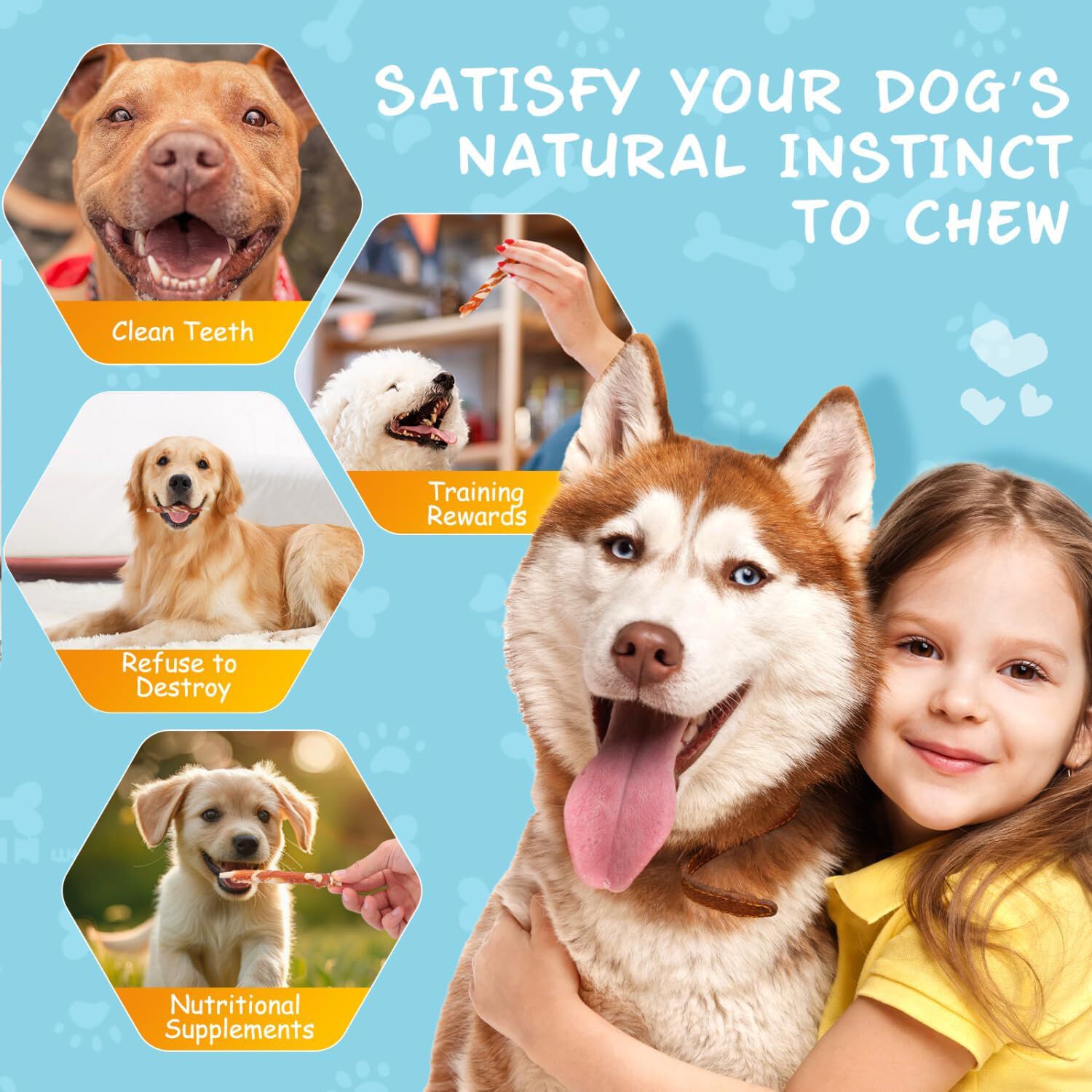 Nobleza - Snacks Naturales para Perros, Palitos de Piel de Vaca Envuelto en Pollo, Chuches para Perros, Golosinas para Perro, Premios para tu Mascota, 13cm, 6 Pack (6 x 100g), , large Imagen numero 5