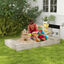 Outsunny Arenero para Niños de Madera Arenero Infantil con 2 Asientos 2 Cajas para Plantar y Juguete de Cocina para Patio Jardín 154x80x60 cm Gris, , large indicador imagen numero 2