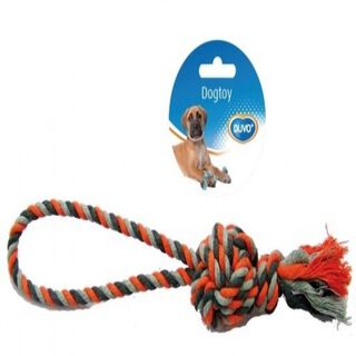 Juguete de cuerda con asa y bola anudada para perros
