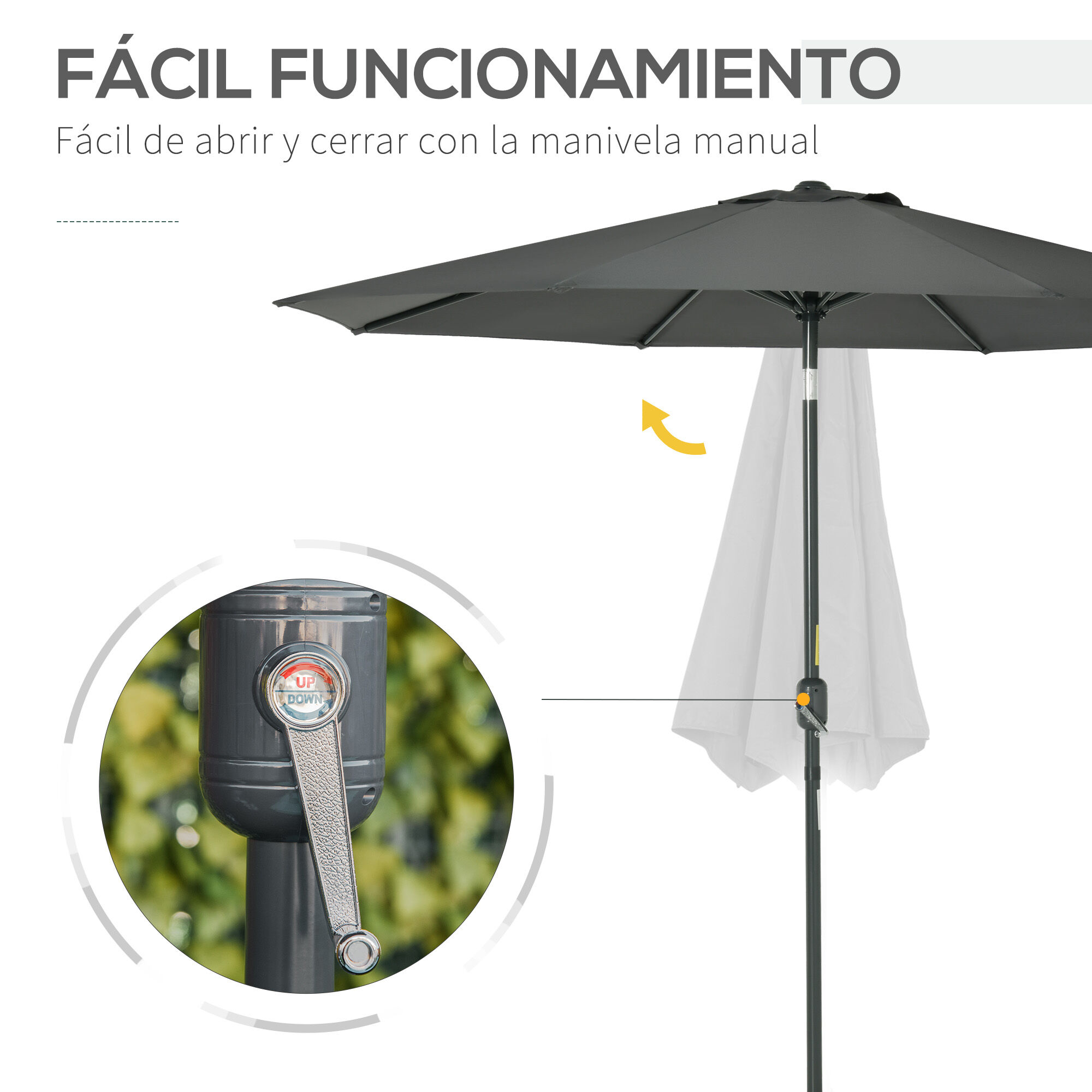 Outsunny Conjunto de Sombrilla Gris, , large Imagen numero 5
