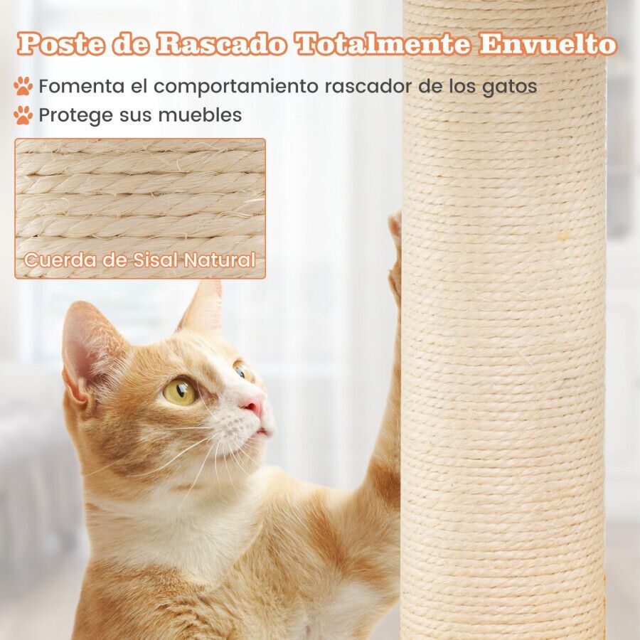 COSTWAY &Aacute;rbol para Gatos Tem&aacute;tico de Aviaci&oacute;n, Torre para Gatos con Perchero en Forma de Helic&oacute;ptero, Poste para Rascar, Plataforma, Escalera, 3 Juguetes Colgantes, Centro de Actividades para Gatitos &nbsp;, , large Imagen numero 4
