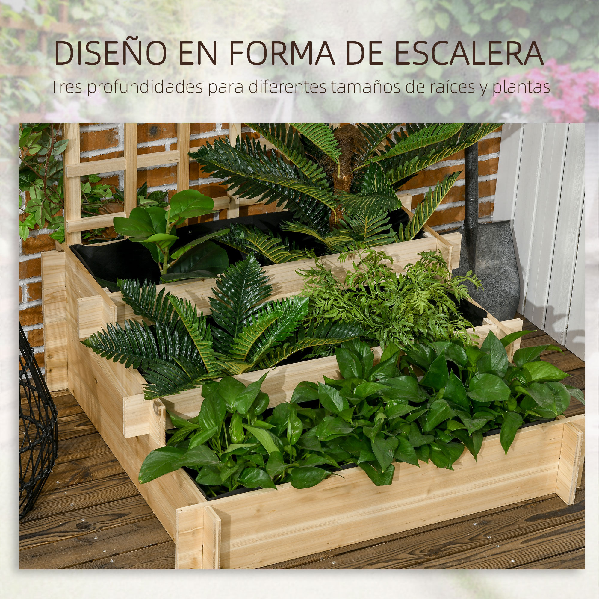 Outsunny Jardinera De Escalera Madera Natural thumbnail