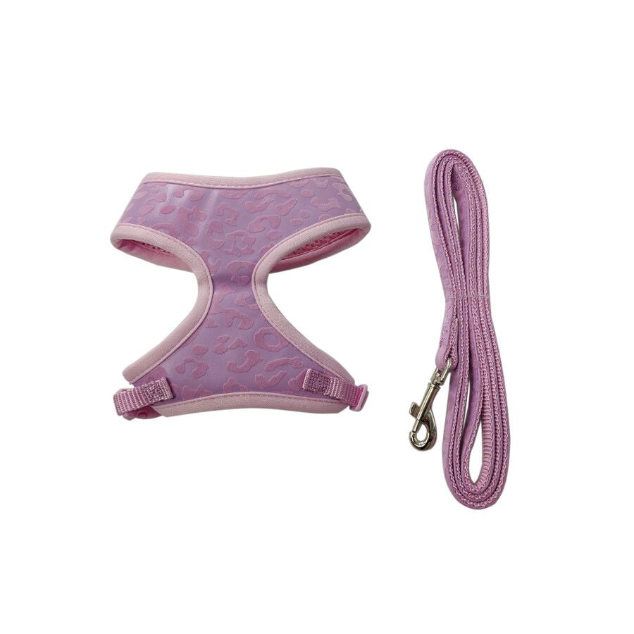 Gotoo Correa y arnés estampado animal rosa para gatos