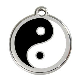 Red Dingo Placa identificativa Acero Inoxidable Esmalte Ying Yang Negro para perros
