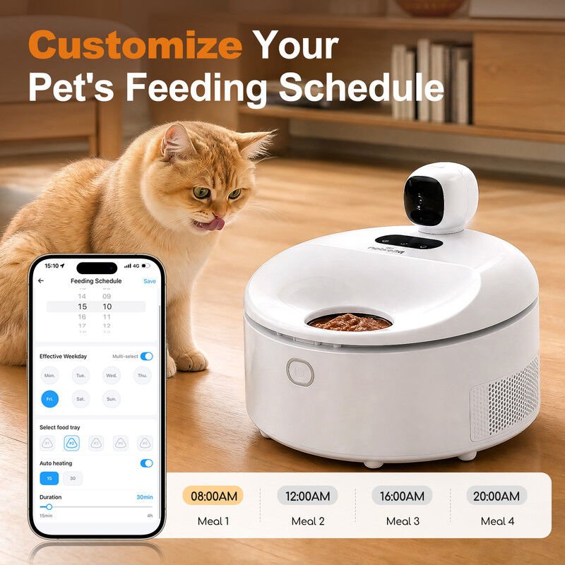 Nobleza Comedero Autom&aacute;tico para Gatos y Perros con C&aacute;mara HD (5 Cuencos) - Dispensador de Comida H&uacute;meda y Seca con Refrigeraci&oacute;n de 3 D&iacute;as, Control por App, Bol de Acero Inoxidable Lavable y Sensor Anti-Atascamiento, , large Imagen numero 5