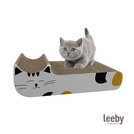 Leeby Kira tabla rascador de cartón blanco para gatos
