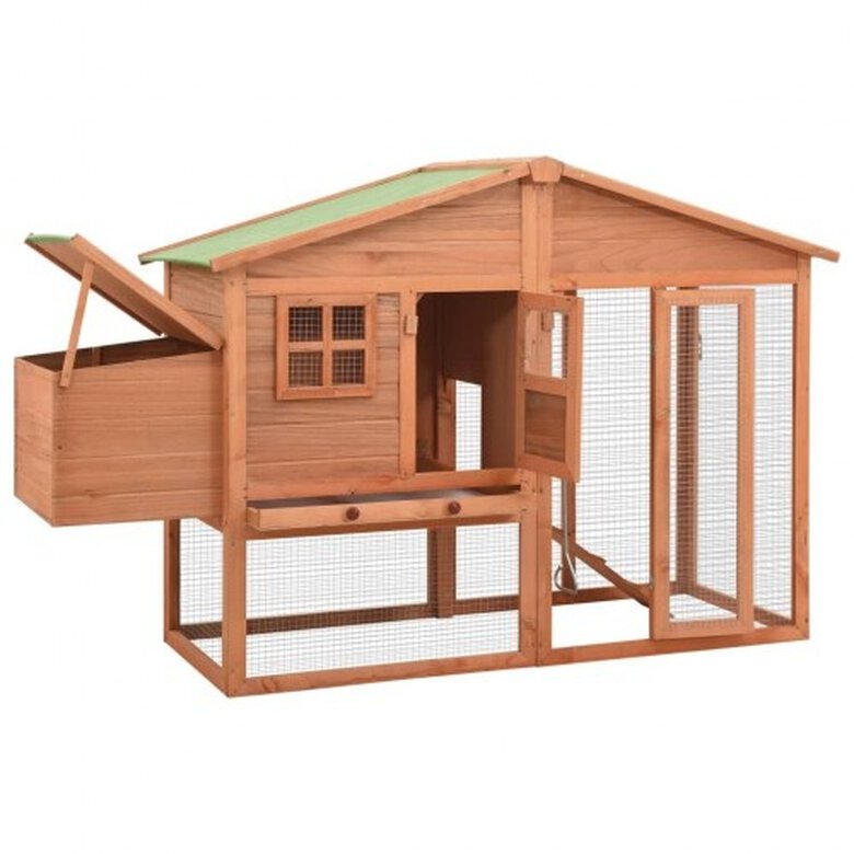 Gallinero de madera maciza y malla color Madera, , large image number null