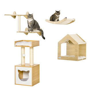 Pawhut Conjunto Roble para gatos