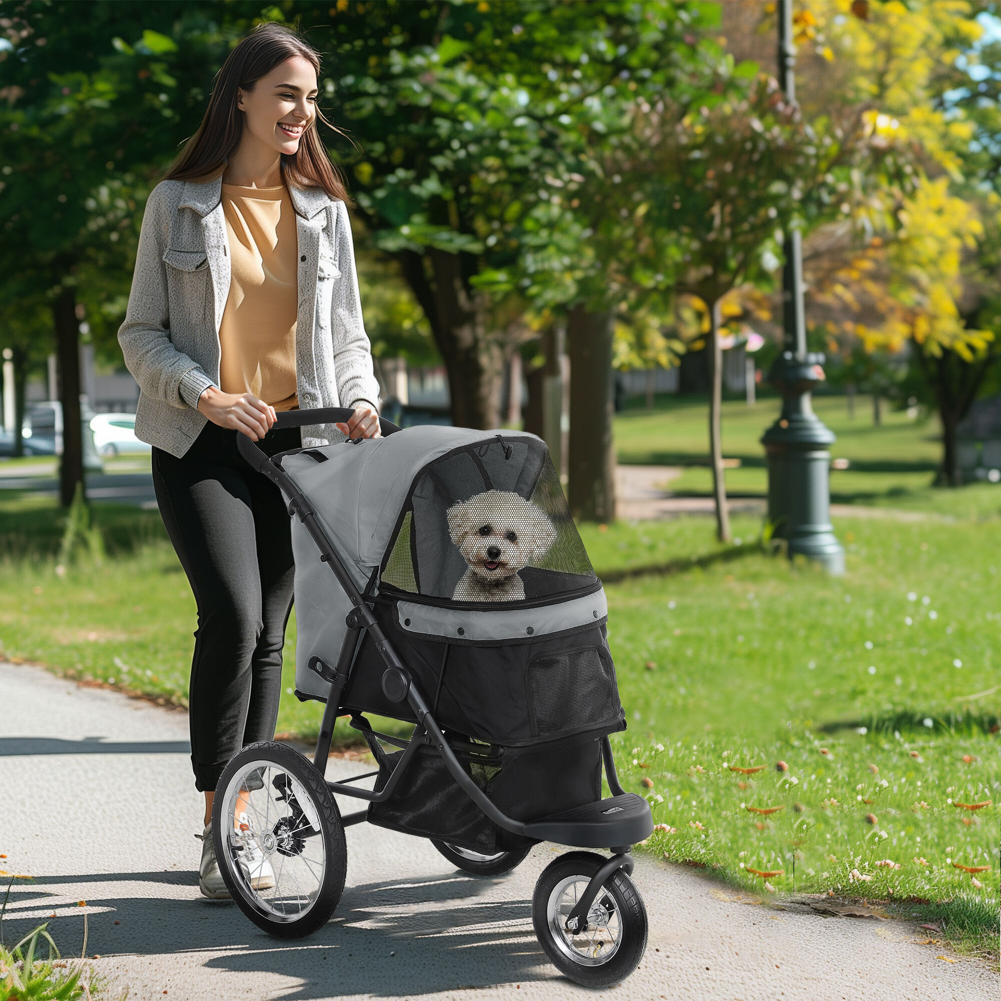 PawHut Carrito para Perro Gris, , large Imagen numero 2
