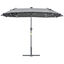 Outsunny Sombrilla Doble 295x150x219 cm Sombrilla de Jardín con Luces LED Solares Techo con Inclinación Ajustable y Manivela Manual para Patio Piscina Playa Gris, , large indicador imagen numero 1