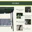 Outsunny Columpio de Jardín de 3 Plazas Balancín Exterior con Techo Ajustable y Marco de Acero para Balcón Terraza Patio Carga 200 kg 172x110x153 cm Verde, , large indicador imagen numero 5