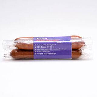 Paquete de 4 salchichas para perros sabor Pollo y bacon