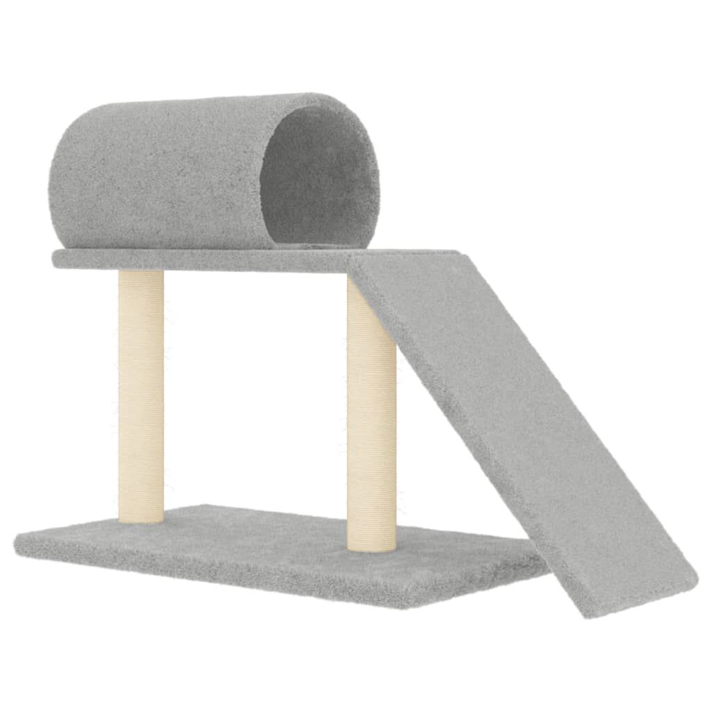 vidaXL Rascador para gatos con t&uacute;nel y escalera gris claro 55,5 cm, , large Imagen numero 1