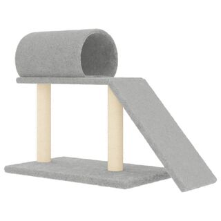 VidaXL Rascador con túnel y escalera gris claro para gatos