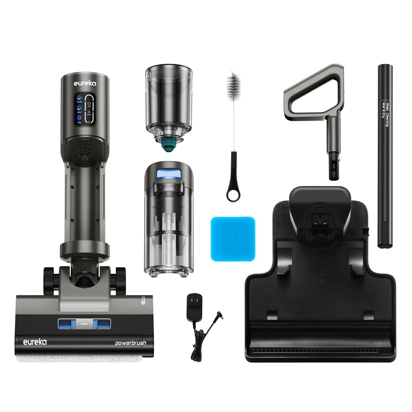 Eureka NEW430 Aspiradora en Seco y Húmedo, Escoba Eléctrica Sin Cable, Aspiradora Friegasuelos Multisuperficie, Limpieza de Pelo de Mascotas, Limpieza de Bordes, Depósito Doble de Agua, Navegación por Voz thumbnail