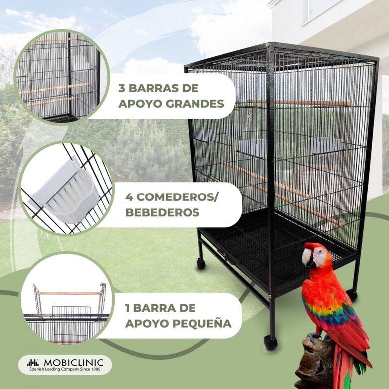 Mobiclinic Jaula para pájaros 8 puertas Comederos y bebederos Con Ruedas Ninfa thumbnail