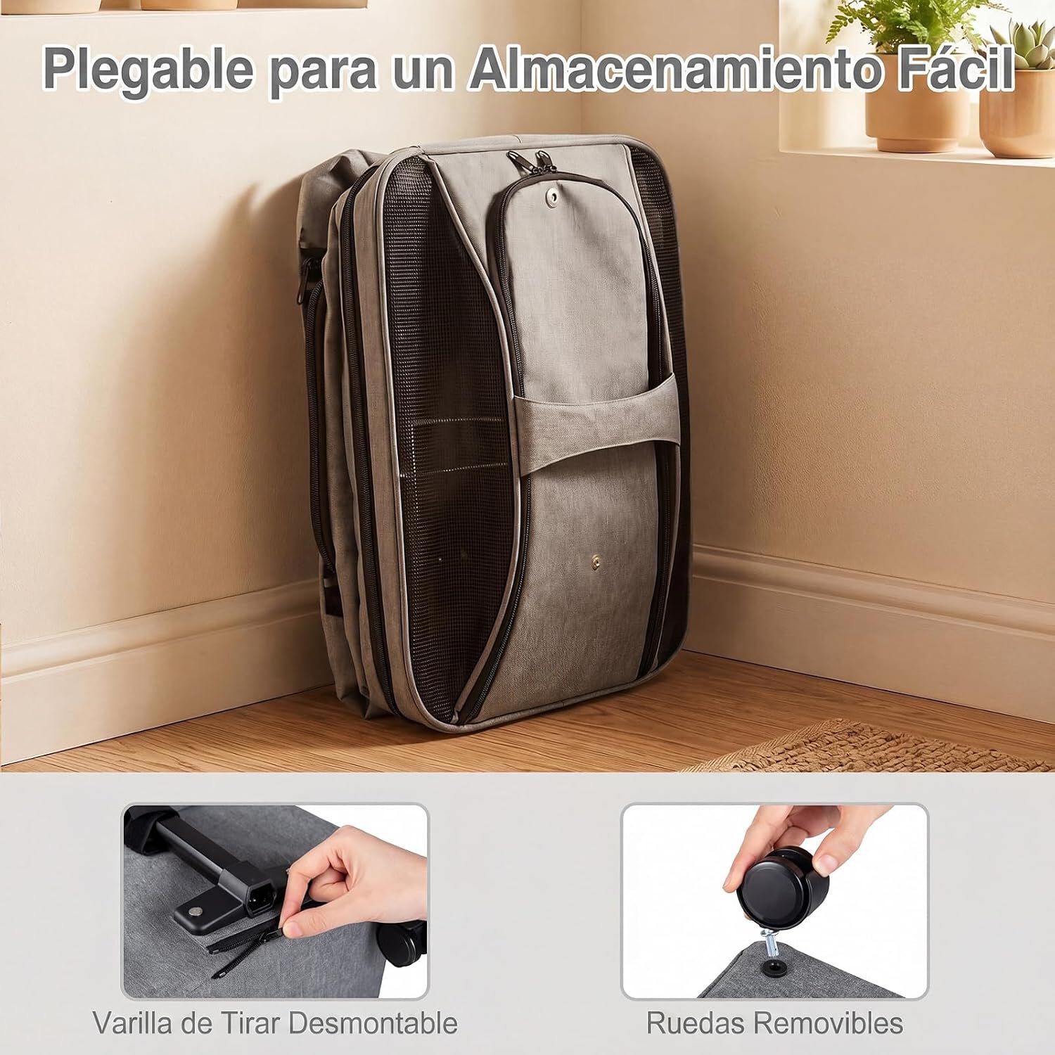 COSTWAY Transport&iacute;n para Mascotas con Ruedas y Asa Telesc&oacute;pica, , large Imagen numero 4